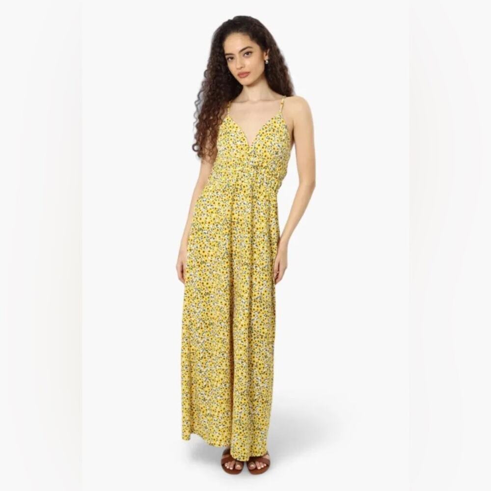 New Look Floral Smocked Waist Maxi Dress Size L Babydoll Boho Feminine Summer